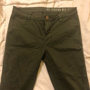 Green Mid Rise Jeggings